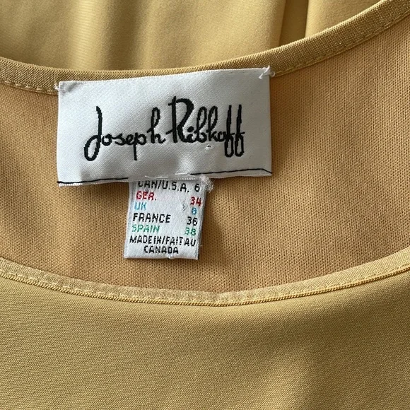 Joseph Ribkoff Mustard color layered ruffle  dress - Picture 8 of 9